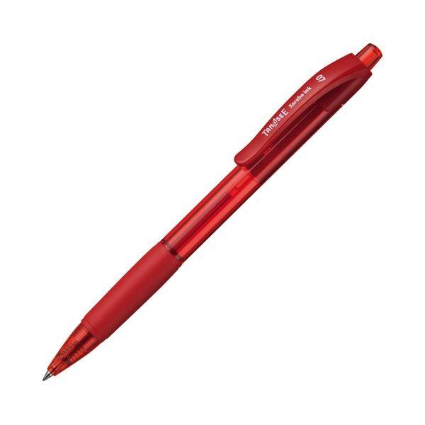 まとめ） TANOSEE ノック式油性ボールペン（なめらかインク） 0.7mm 赤