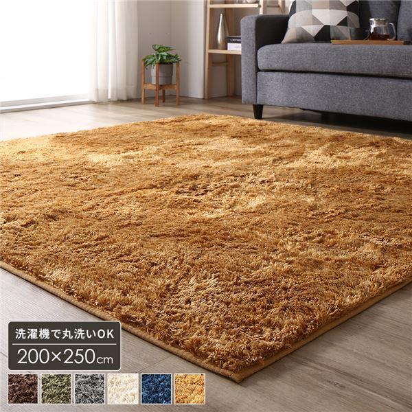 ラグ マット 約3畳 約200×250cm 長方形 オレンジ 床暖房 ホット 