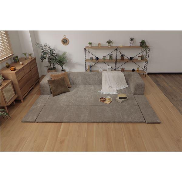 日本製 フロアソファー フロアマット付き【Lサイズ ベージュ】幅250cm