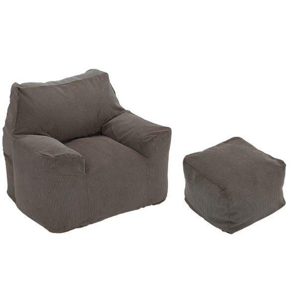 A 新品 ビーズソファ グレー オットマン セット ビーズクッション 1人掛け 1人掛け ビーズソファ オットマンセット GRY グレー : SHOPイーアス