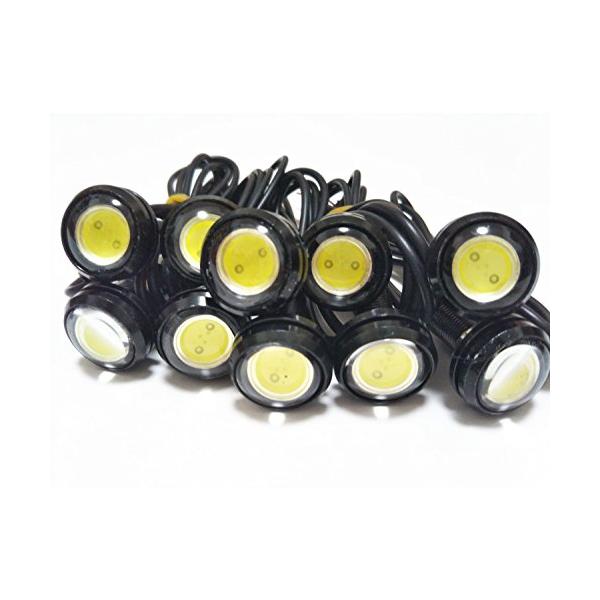J'z court デイライト LED 防水 イーグルアイ 大玉 23ｍｍ 10個セット 12V 埋め込み (ホワイト/ブラックボディー)