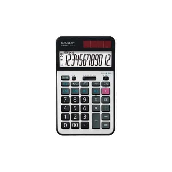 日商簿記・税理士などの受験用に特別に開発した電卓です。EL-G37では、液晶表示の文字天地が20.5mmに拡大。デスクスタンドではなく、表示部の傾斜表示を採用し、裏面4箇所のゴムで滑り止めが強化されています。1秒間に20回もの入力が可能な高...