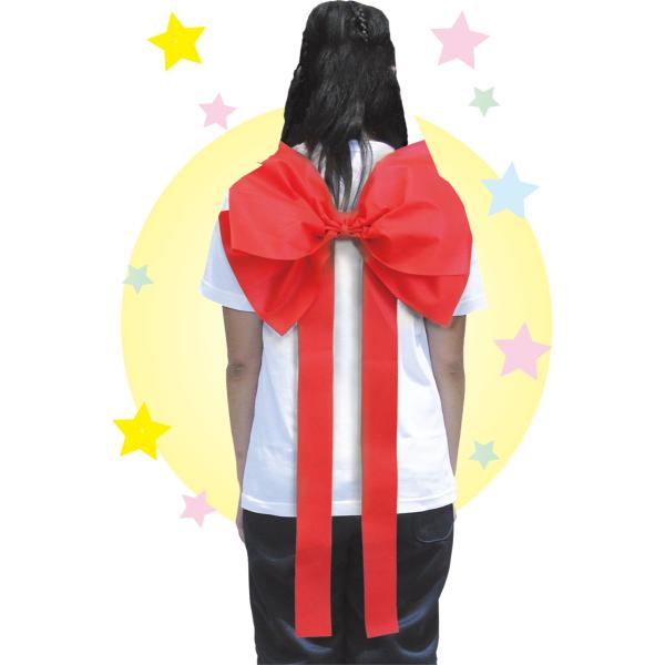 ゴムに手を通すだけで、カンタン！！！背中に大きなリボンがつけられちゃう素材は不織布なので、背負っているのも忘れちゃうほど軽量サイズ：350ｍｍ×700ｍｍ材　質：不織布全４色