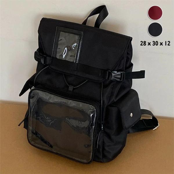 痛バッグ 痛バ ぬい活 リュック バックパック レディース 見せバッグ カバン 推し活 推しバッグ 缶バッチ 透明バッグ クリア クリアバッグ かわいい A4対応可