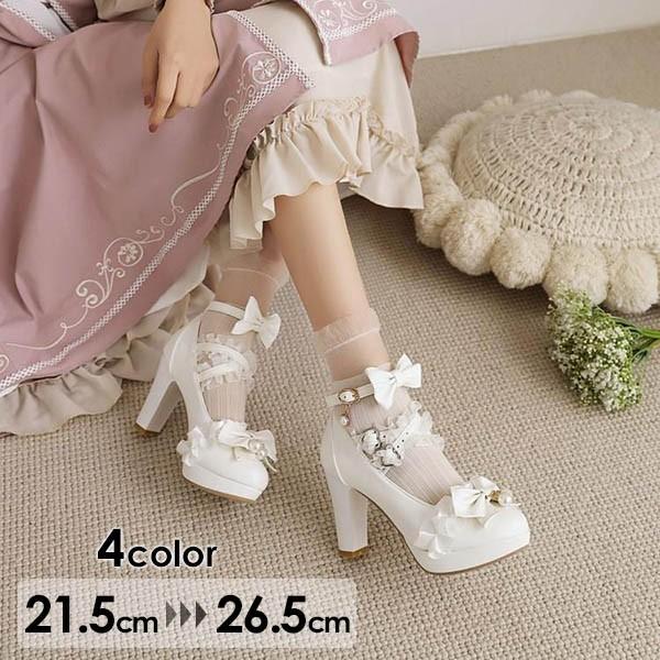 ロリータ 厚底 ロリィタパンプス ゴスロリ おでこ靴 ロリィタ靴 ヒール