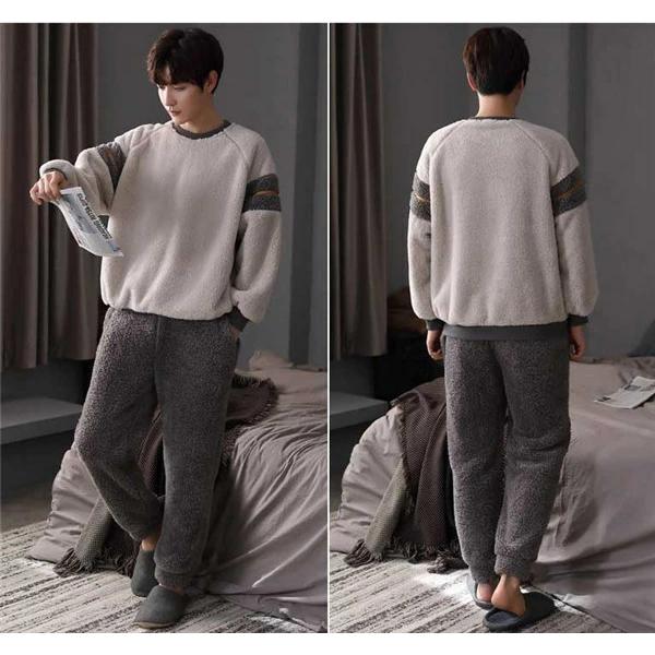 メンズ パジャマ 着る毛布 もこもこ ルームウェア 男性 夫 父 彼氏 冬 長袖 寝巻き 裏起毛 部屋着 プレゼント 暖かい ギフト バレンタイン 韓国 上下セット Vb9yai76xg ファッション Valleymill Com