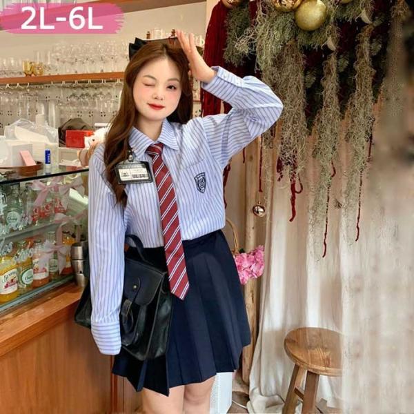 なんちゃって制服 シャツセット スカート 大きいサイズ 上下セット スクールスカート プリーツスカート ミニ丈 42cm 48cm ストップ柄 大きいサイズ 卒業式 入学