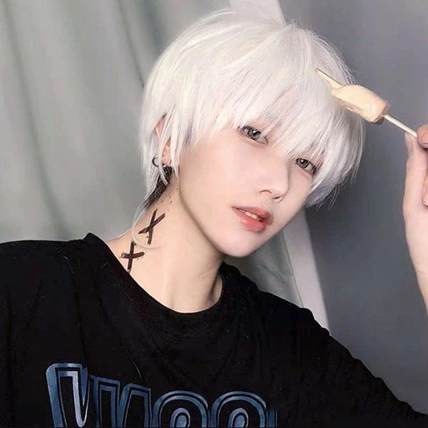 激安大特価 メンズアクセサリー コスチューム 文化祭 学園祭 イベント シルバー ホワイト ウィッグ フルウィッグ ショートウィッグ ショートヘア 短髪 かつら 演劇 自然 前髪あり コスプレ 男装 おしゃれ かっこいい 可愛い ショート 耐熱ウィッグ Www Threeriversofs Com