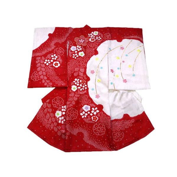 着物美人 送料無料 お宮参り 女の子 着物 お祝着 新生児 初着 のしめ 宮参り着物 赤ちゃん着物 掛け着 総手絞り 刺繍 正絹 赤白 枝垂れ梅 S Buyee Buyee Japanese Proxy Service Buy From Japan Bot Online