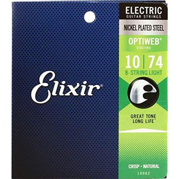 ギター用弦 2セットElixir エリクサー 19062 10-74 OPTIWEB Light 8弦ギター弦