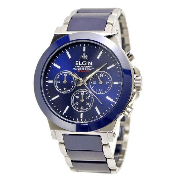 国内正規品ELGIN エルジン 腕時計 セラミック クロノグラフ メンズ ブルー FK1417C-BL