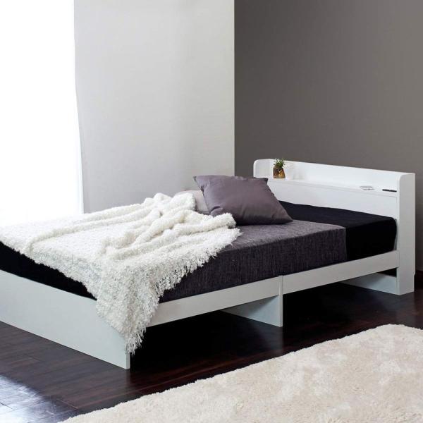 マットレス付き（ソフトモデル グレー色） 引き出しなしモデル棚 ベット 木製ベッド コンセント付き ベット ベッド カラー：ホワイト 白 サ