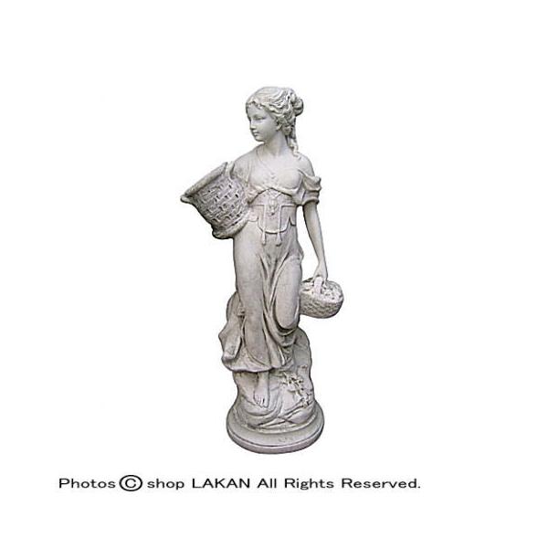 花かごの少女像H68cm イタリア製洋風庭園 子供ガーデン石像 / イタル