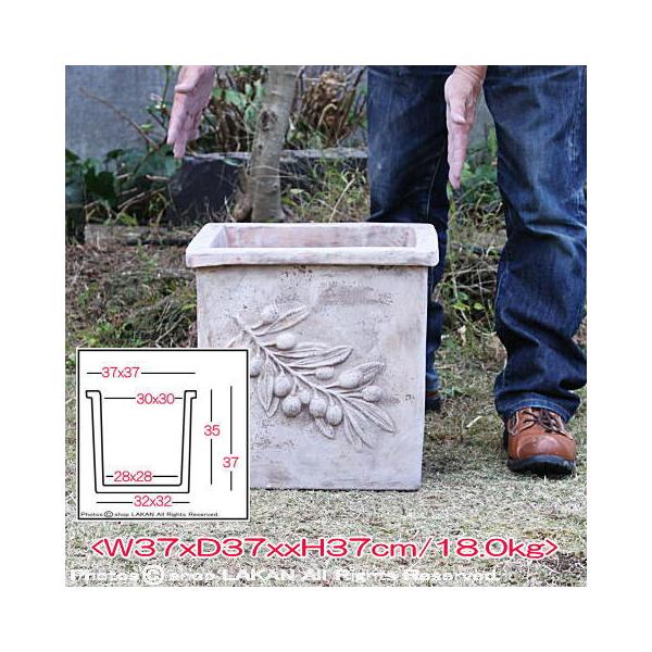オリーブ スクエア アンティコ 37cm 輸入 テラコッタ製 角型植木鉢 / エッシュバッハ社 EB-34278137GI