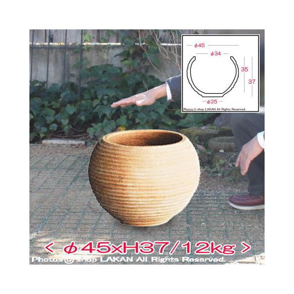 クレタ バーラ A鉢 φ45cm 横筋柄 球体型デザイン ギリシア テラコッタ壺 / トラピサノ村産 GR-M-10A