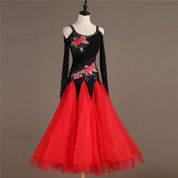 社交ダンス モダンドレス 衣装 ダンス発表会 大きい裾 豪華な社交