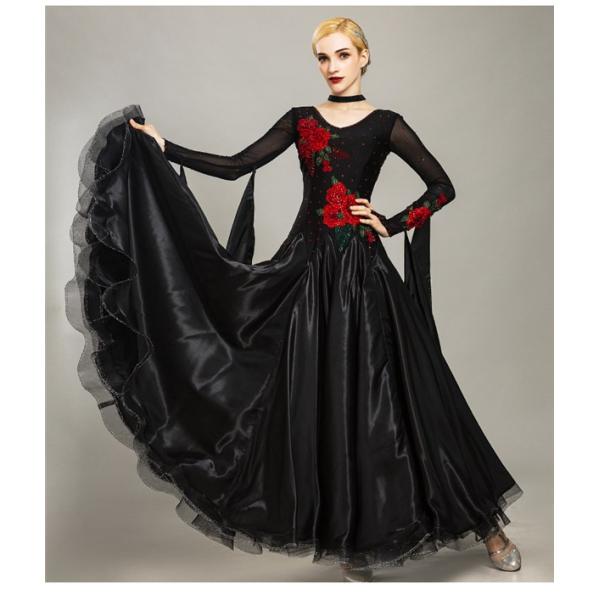 ダンス 衣装 モダンドレス 社交ダンス ダンス発表会 大きい裾