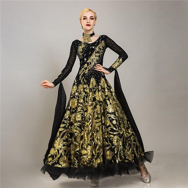 ダンス 衣装 社交ダンス モダンドレス ダンス発表会 大きい裾 豪華な