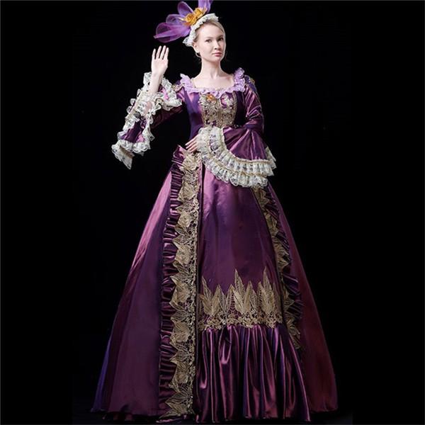 ロングドレス ヨーロッパ貴族の 衣装 女性用 仮装 中世貴族風 フランス