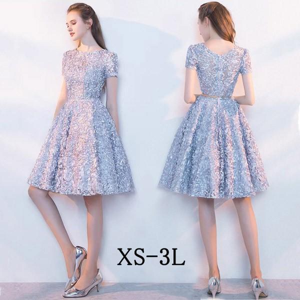 パーテイードレス 膝丈ワンピース ショートドレス 着痩せ 大きいサイズ