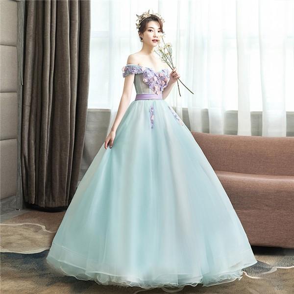 【送料無料】ウェディングドレス ロングドレス オフショルダー 花嫁 演奏会 二次会 ピアノ発表会 成人式  ステージ衣装 大きいサイズ 舞台衣装 コンサート カラードレス ウェディングドレス ロングドレス オフショルダー 花嫁