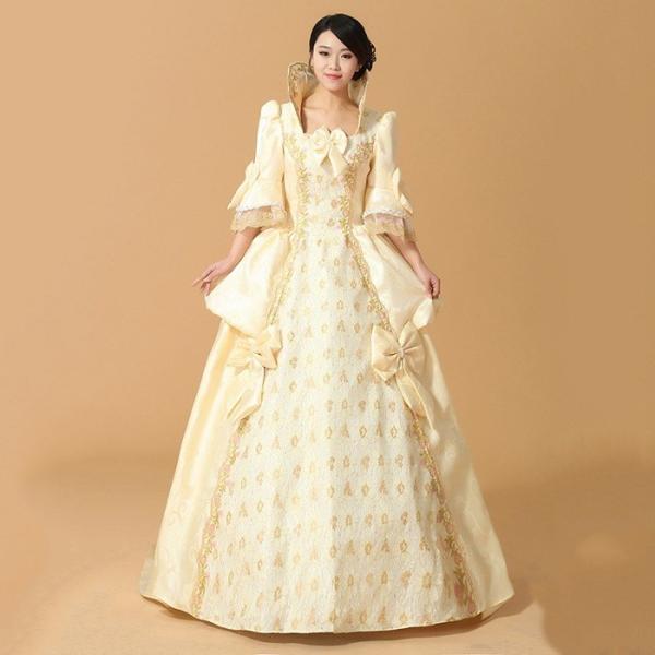 ワンピなど最旬ア の フリーサイズ 宮廷ドレス お嬢様ドレス お姫様ドレス ヨーロッパ風 シャンパンドレス パーティードレス 女王様ドレス リボン付き 最前線のの