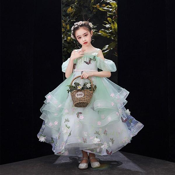 キッズ ドレス 花柄 ピアノ発表会 ワンピース 女の子 袖あり ロング キッズ ドレス 花柄 ピアノ発表会 ワンピース 女の子 袖あり ロング