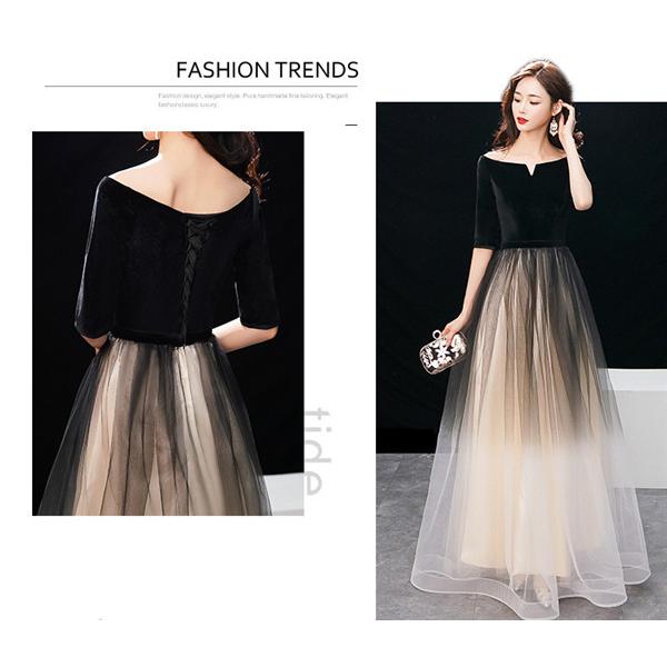 ドレス 大人 ピアノ 発表会 大きいリボン ロングドレス 黒 演奏会