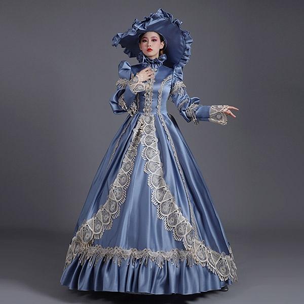 話題の人気 袖あり ステージ 中世ヨーロッパ ロング お姫様ドレス 貴族ドレス メルヘン イベント オペラ 声楽 イベント衣装 ドレス ゴージャス カラードレス カラー ブルー Demolition Training