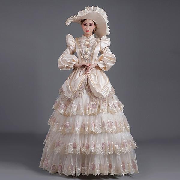 ロング 貴族ドレス お姫様ドレス 中世ヨーロッパ 長袖 ティアード