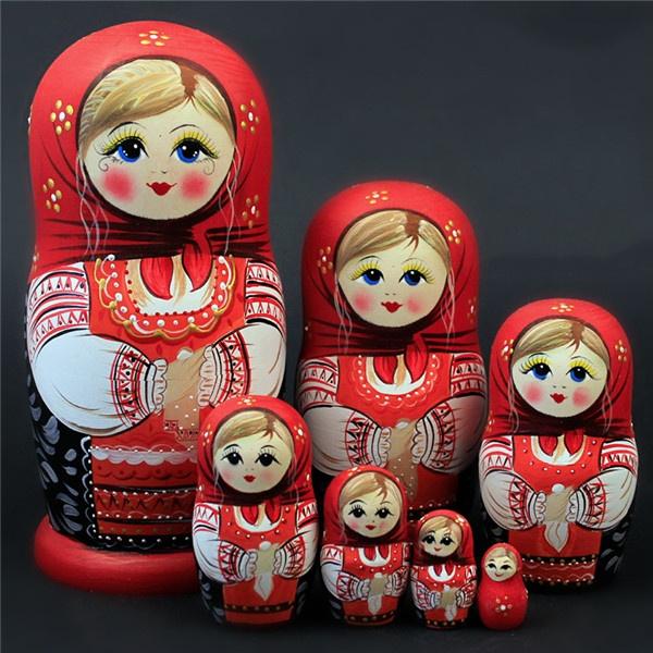 7個組セット ロシア 民芸 お土産 伝統 工芸品 手作り品 マトリョーシカ 