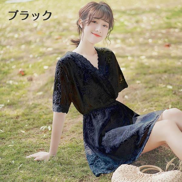 ワンピース 大人可愛い 夏ワンピース 白ワンピース Vネック ショート丈 袖あり 半袖 夏ワンピ ひざ上丈 ゴムウエスト 無地 Aライン Dd057g5 マンテンショップ 通販 Yahoo ショッピング