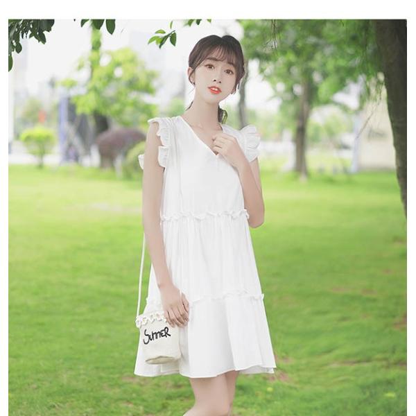 格安 新品 膝丈ワンピース 花柄 Vネック かわいい 白色 メール便なら送料無料 Dilmil Manado Go Id