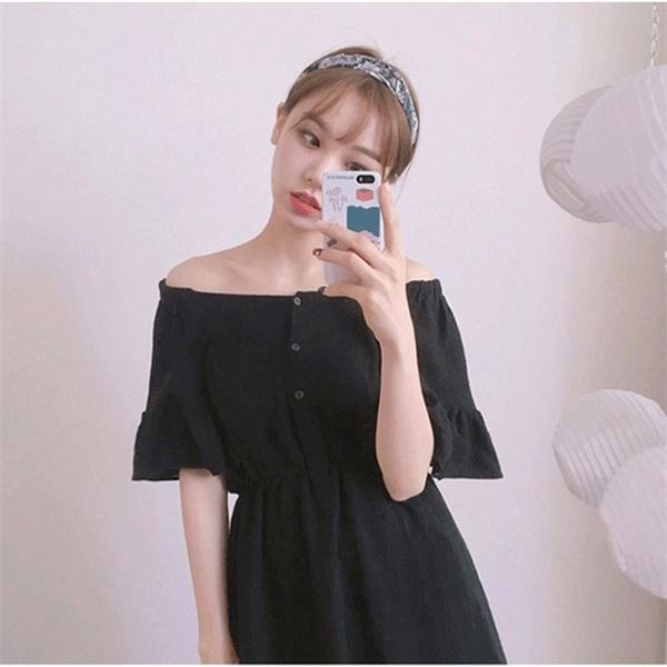 A|X オフショルダー ブラックワンピース ワンピース オフショルダー ぽっちゃり 5L 大きいサイズ 夏ワンピ 黒