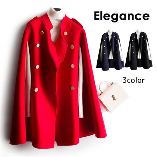 ケープ コート マントコート ウール混ケポンチョコートアウター