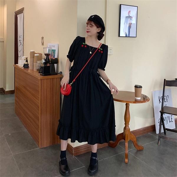 スクエアネック ワンピース さくらんぼ柄 夏ワンピ リゾートワンピ 半袖 マキシ丈 5l 大きいサイズ 大人かわいい 着心地 ロングワンピース Dd0n1 マンテンショップ 通販 Yahoo ショッピング