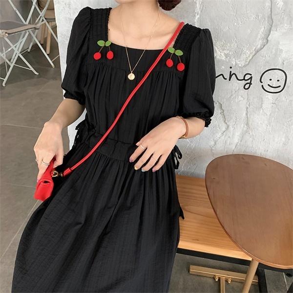 スクエアネック ワンピース さくらんぼ柄 夏ワンピ リゾートワンピ 半袖 マキシ丈 5l 大きいサイズ 大人かわいい 着心地 ロングワンピース Dd0n1 マンテンショップ 通販 Yahoo ショッピング