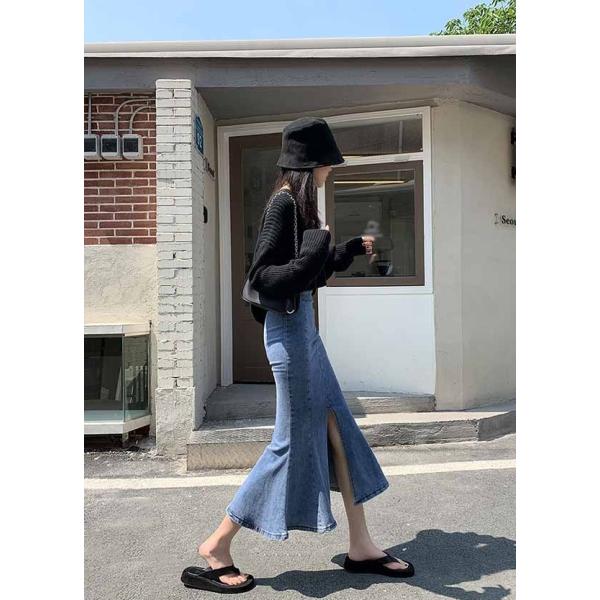 スカート ボトムス レディース マーメイドスカート デニム スリット