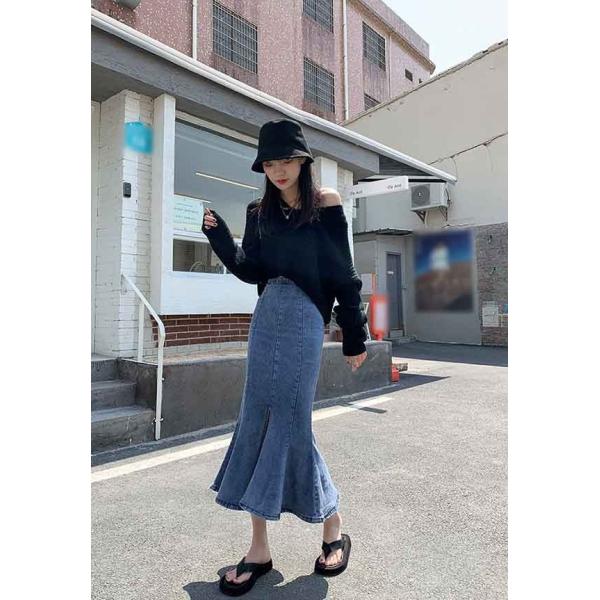 スカート ボトムス レディース マーメイドスカート デニム スリット  