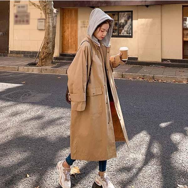 トレンド スプライシング 帽子付き スプリングコート トレンチコート ロングコート アウター 春コート 長袖 春秋 オーバーサイズ Df048t2 マンテンショップ 通販 Yahoo ショッピング