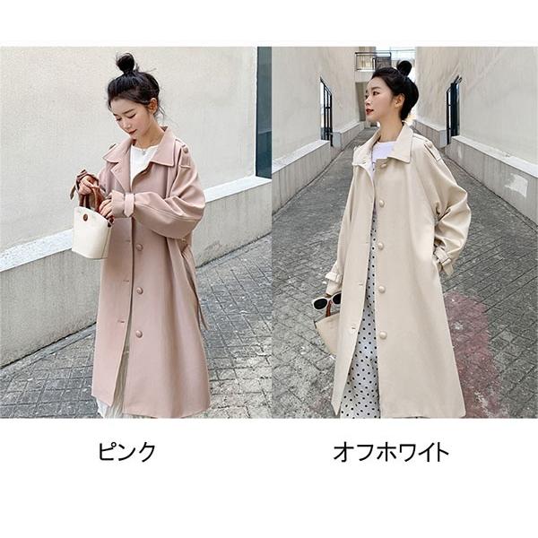 スプリングコート トレンド ラペル ベルト付き コート トレンチコート