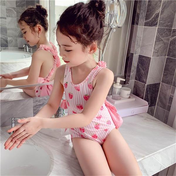 キッズ 水着 女の子 レオタード いちご柄 子供水着 子供用 子供服