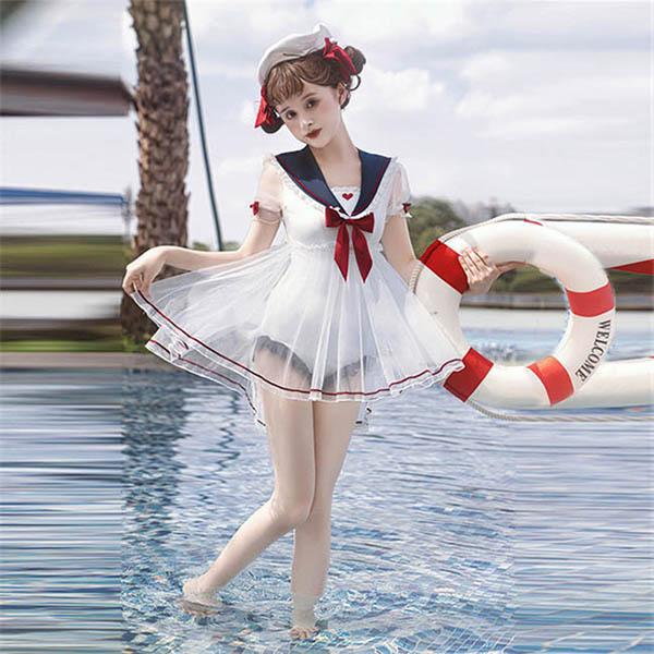 ワンピース水着 レディース マリン風 セーラー服 かわいい