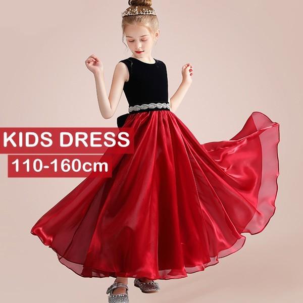 子供ドレス ロング丈 キッズドレス ピアノ 発表会 ワンピース ブラック ラウンドネック 袖無し ノースリーブ シンプル プリンセスドレス Dg240s1 マンテンショップ 通販 Yahoo ショッピング