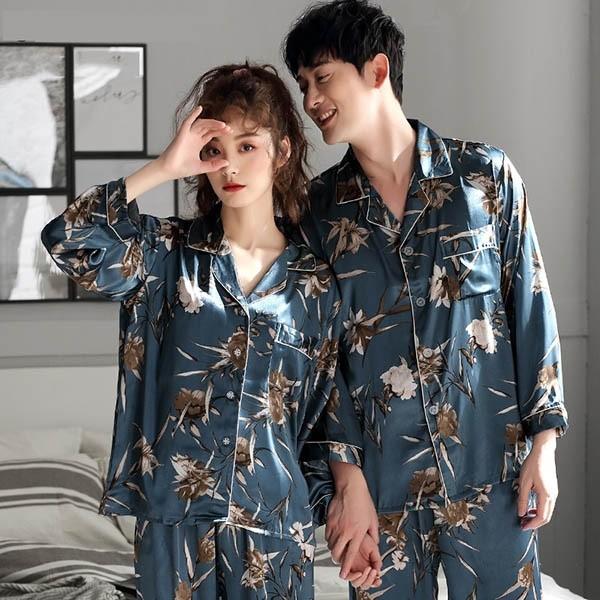 ルームウェア ペア パジャマ カップル 花柄 ペアルック 長袖 ルームウェア ペア パジャマ カップル 花柄 ペアルック 長袖