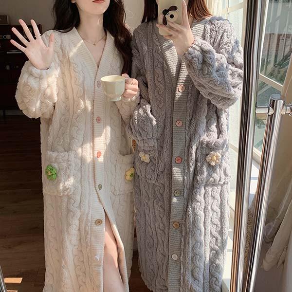 ルームウェア ナイトガウン レディース 冬 かわいい 長袖 フード付き 着る毛布 パジャマ 部屋着 寝間着 女性用 ふわふわ 前開き 韓国 暖かい  花柄 : マンテンショップ - 通販 - Yahoo!ショッピング [xixining] パジャマ レディース 着る毛布 ガウン 暖かい ネグリジェ ルームウエア フード付き 長袖 ロング 部屋着 コ