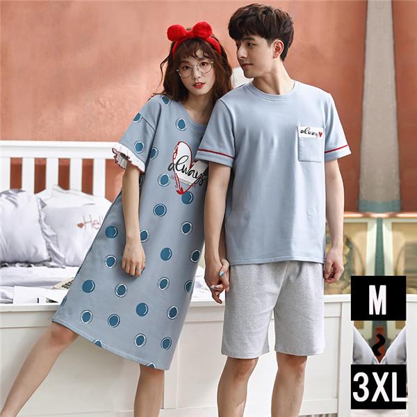 水玉 ペア パジャマ レディース 半袖 パジャマ ワンピース パジャマ 夏 ルームウェア メンズ パジャマ 部屋着 韓国風 寝間着 上下セット Dh151d3 マンテンショップ 通販 Yahoo ショッピング