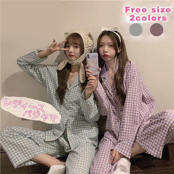 長袖 寝間着 春 秋 ルームウェア チェックパジャマ レディースパジャマ 婦人ナイトウェア 韓国ファッション 大人 可愛 秋冬 上下セット Dh269d4 マンテンショップ 通販 Yahoo ショッピング