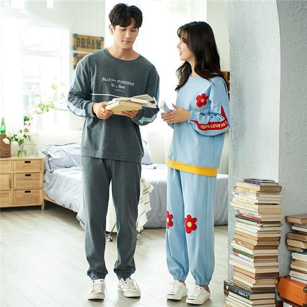花柄 カップル パジャマ レディース ペアパジャマ メンズ ルームウェア 長袖 春 秋向き 部屋着 寝間着 可愛い 上下セット 結婚祝い Dh563g4 マンテンショップ 通販 Yahoo ショッピング