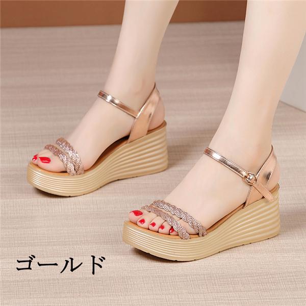 サンダル かかとあり 厚底 ウェッジソール ハイヒール 涼しい 海